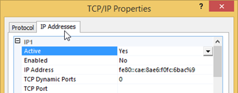 Solving SQL Server Connection Problem 6 Switch to IP Address tab