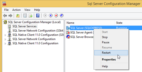 Solving SQL Server Connection Problem 8 Restart SQL Server