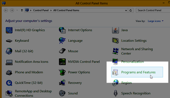 Solving SQL Server Connection Problem 26 Select Programs and Features