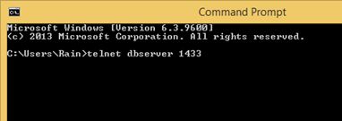 Solving SQL Server Connection Problem 29 Telnet to SQL Server