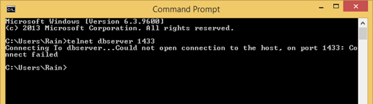 Solving SQL Server Connection Problem 31 Telnet fail to connect to SQL Server