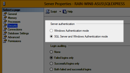 Solving SQL Server Connection Problem 14 Select SQL Server and Windows Authentication mode