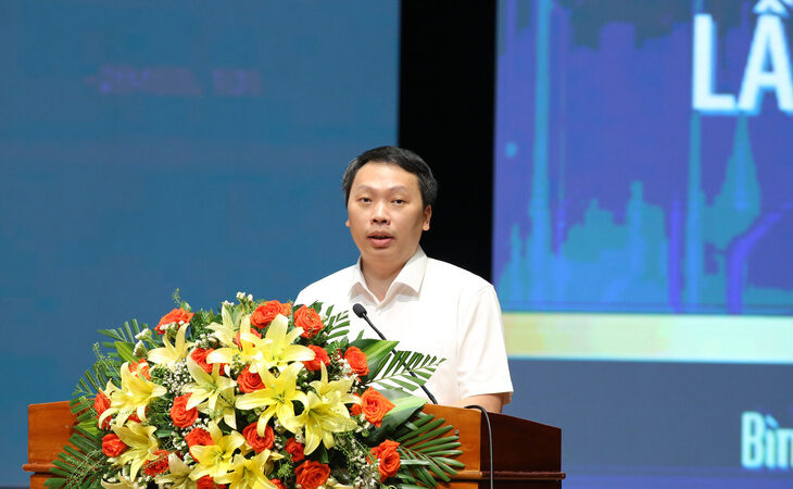 Ông Nguyễn Huy Dũng - thứ trưởng Bộ Thông tin và Truyền thông - phát biểu tại Hội thảo hợp tác phát triển công nghệ thông tin - truyền thông Việt Nam lần thứ 24 - Ảnh: HUY PHÚC