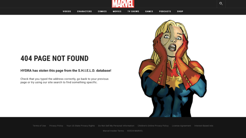 Marvel 404 page
