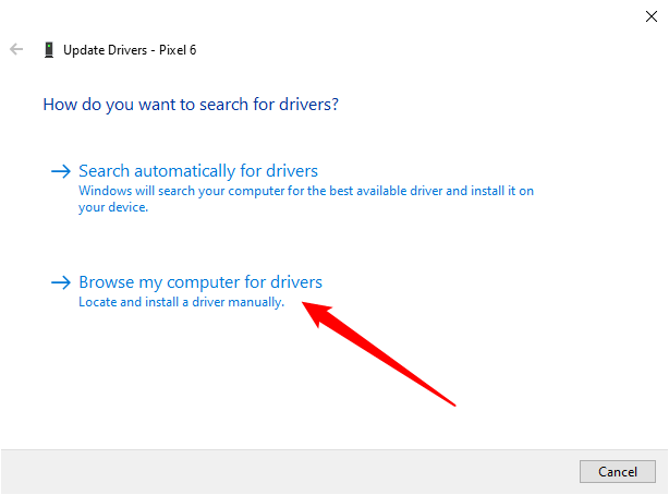 Click &quot;Browse My Computer For Drivers.&quot;