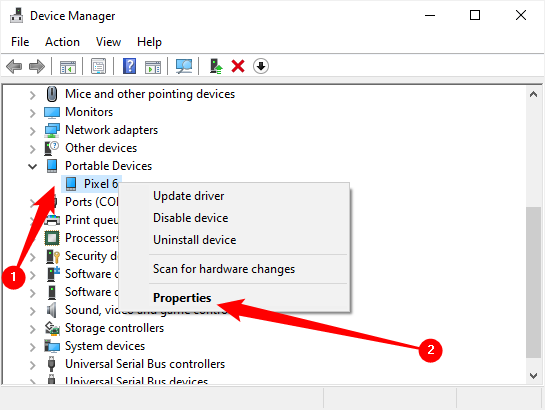 Open &quot;Portable Devices,&quot; then right-click your phone and click &quot;Properties.&quot;