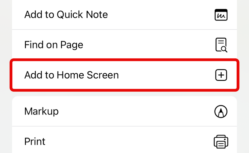 Tap "Add to Home Screen."