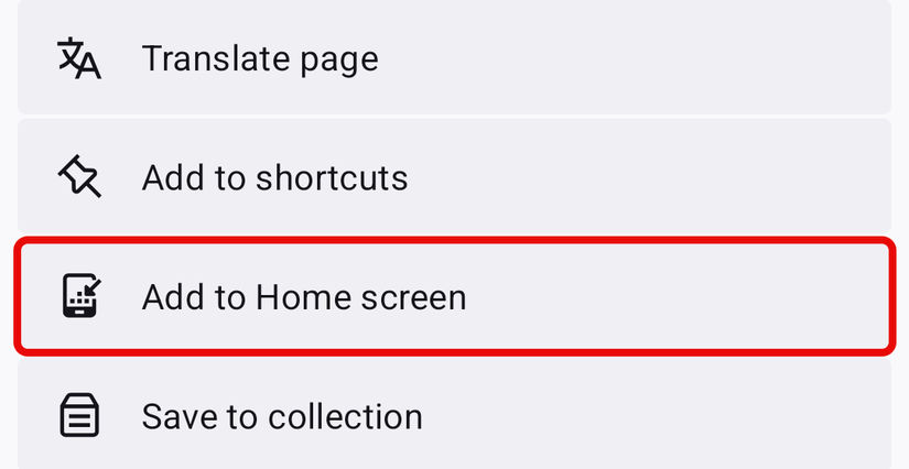 Tap "Add to Home Screen."