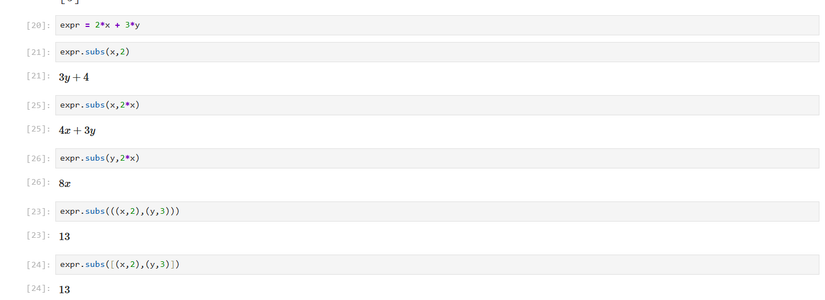 Substitutions in SymPy.