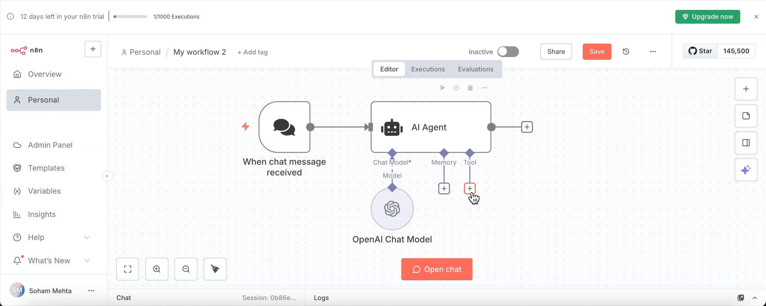 How to Build AI Workflows with n8n 7 n8n workflow where we click the Tool under AI agent and select the Date time tool and select "Unix timestamp" for format