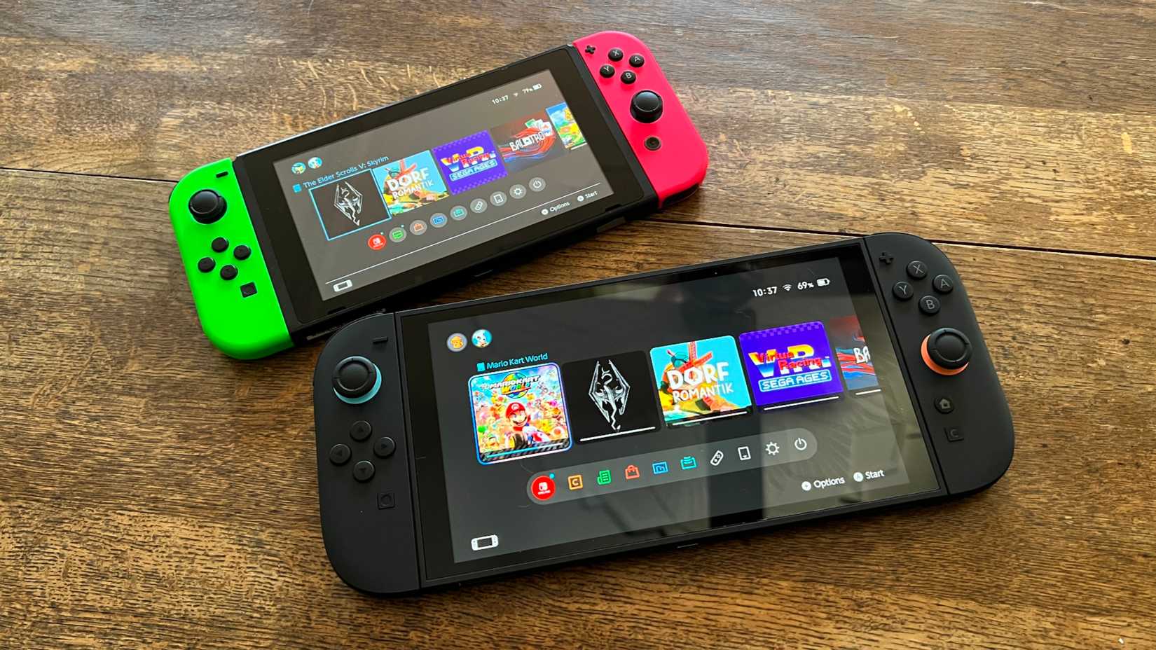 Nintendo Switch 2 compared side by side.