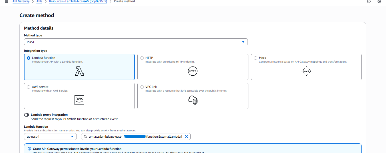 API Gateway Method Configuration2