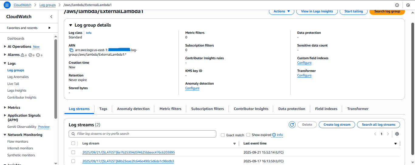 CloudWatch Logs for Testing