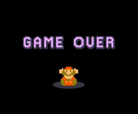 Super Mario Maker game over screen.