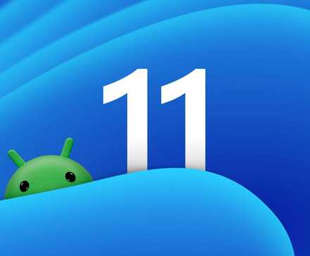 The Android Bugdroid character with the Windows 11 logo.