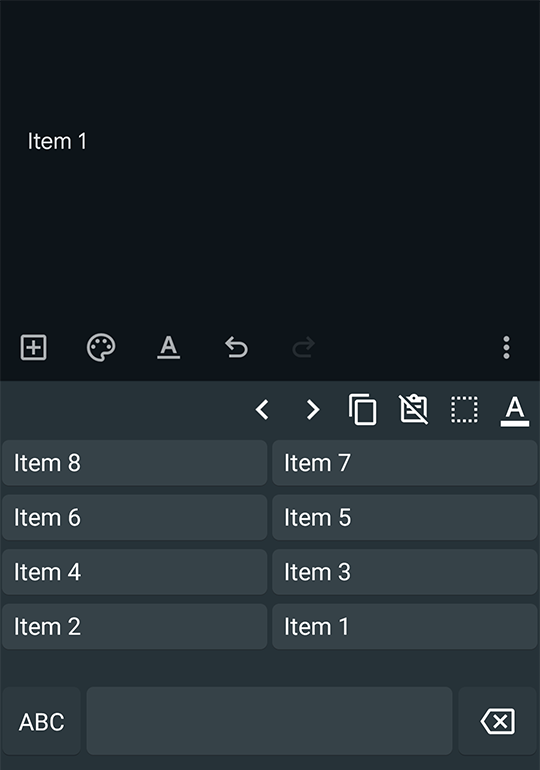 Clipboard history on Heliboard.