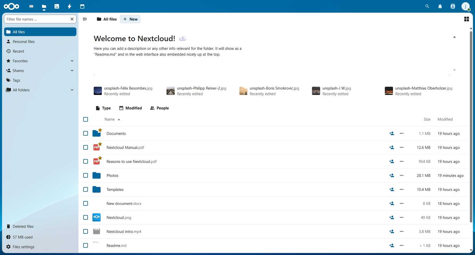 The Nextcloud file storage interface.