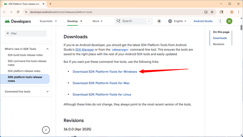 Download the platform tools from the internet.